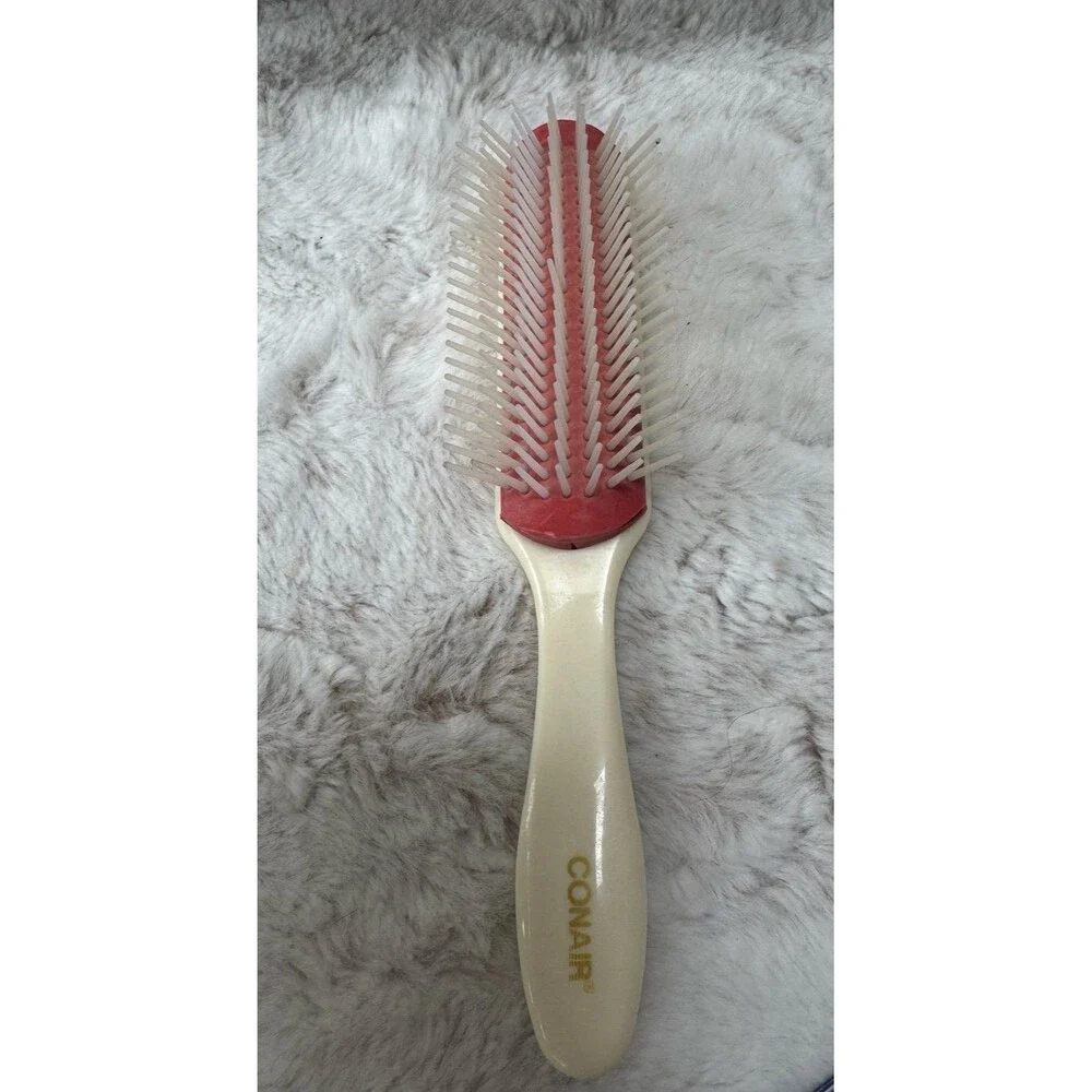 Vintage Conair Red Rubber Cushion Hair Brush All Purpose Styling Essentials 8”